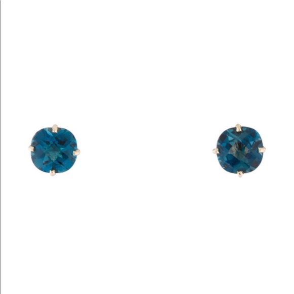 Brand New 14K Gold Topaz Stud Earrings - Picture 3 of 6